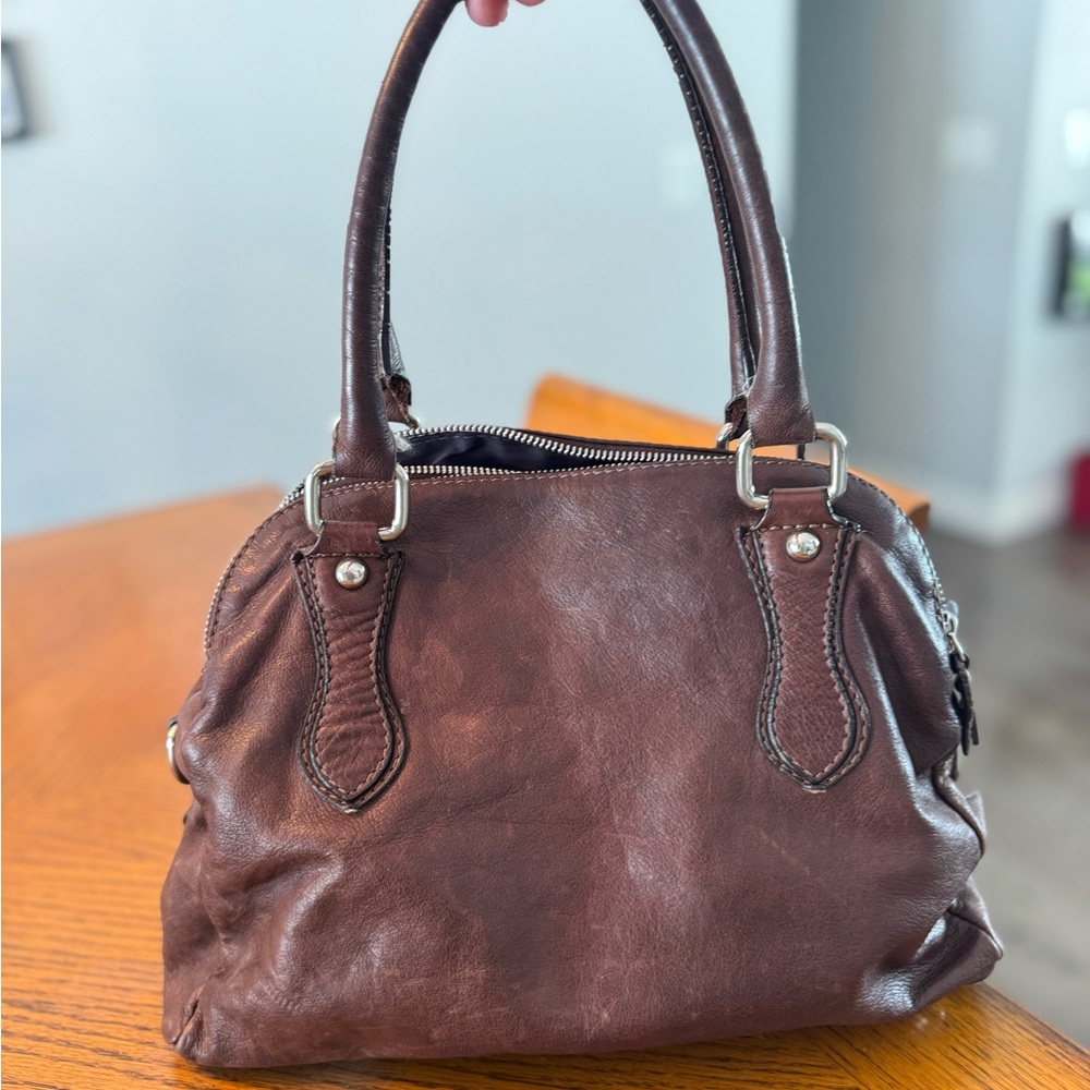 Elegant Brown Leather Handbag - Made in Italy - Picture 6 of 9